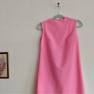 Vintage Pink Scalloped Hem Mini Shift Dress